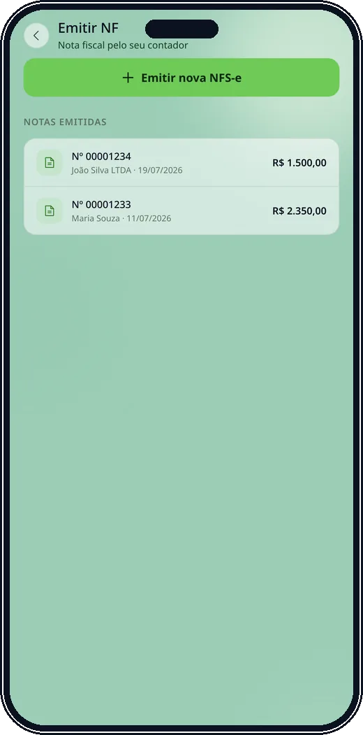 Emitir nota fiscal pelo Meu Contador no app Nivelon