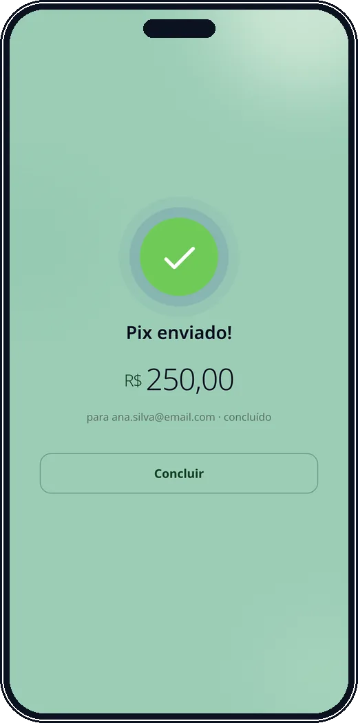 Pix enviado na hora pelo app Nivelon
